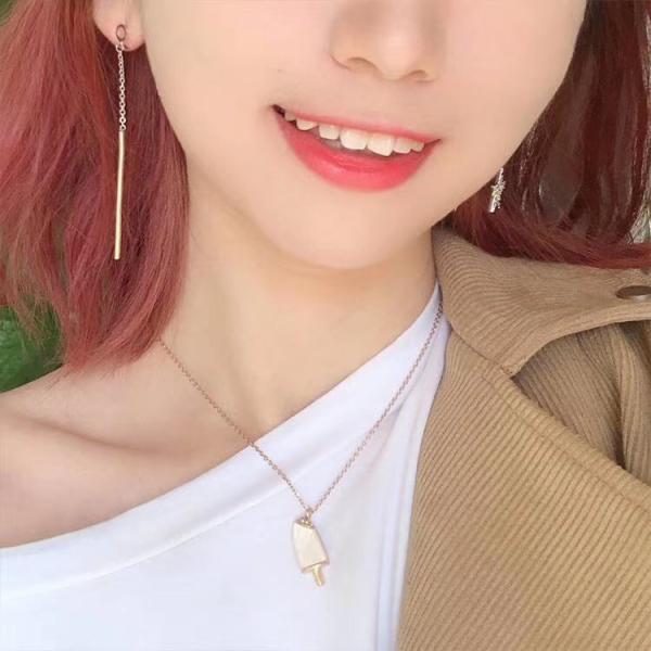 3D Fashion Stainless Steel Jewelry Ice Cream Cone Pendant Necklace