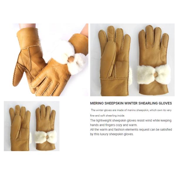 New collection Australia sheepskin lamb fur bowknot winter gloves leather keep warm