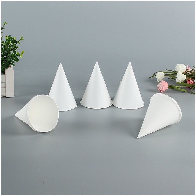 3.7 Oz Paper Cone Cup White Conical Cup for Widely Used in Airport Hotel Super Market