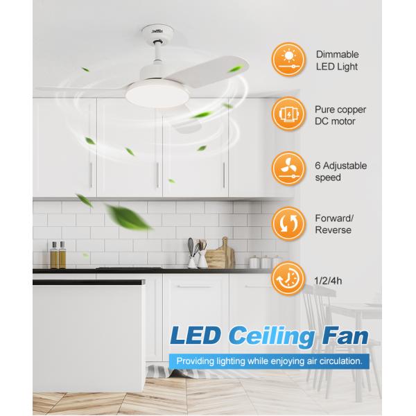 Design moderno 3 lâminas LED ventilador de teto com controle remoto e 110-240V tensão de entrada