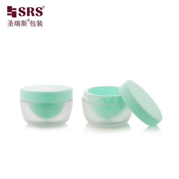 SRSJS 50g Special Shape PET Double Wall Cream Jar Container For Face Cream Customize Painting Frosted Matte Finished Jars