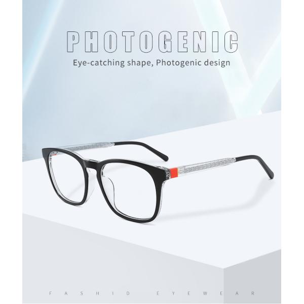 Vintage Metal Core Acetate Frame Glasses Unisex Clear Len Optical Eyewear