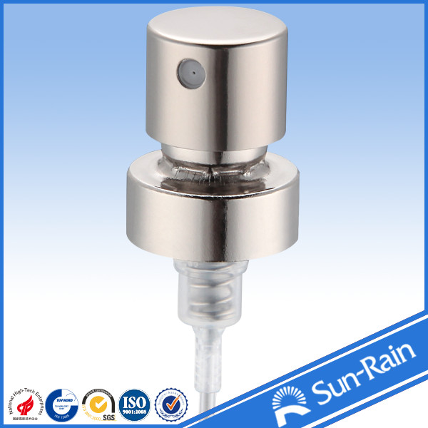 Silver shiny aluminium perfume fine mist sprayer for cosmetic bottle