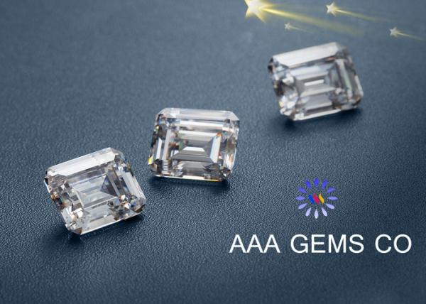 Emerald Cut Diamond Moissanite White Lab Created Moissanite 8mm x 10mm