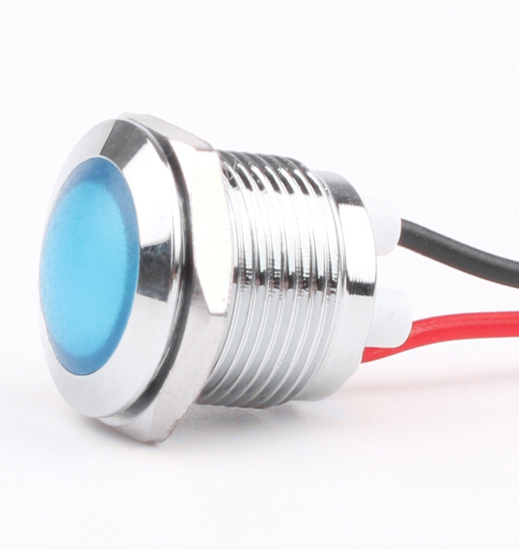 12mm LED Indicator Light 3V/5V/12V/24V/36V/110V/220V High Brightness Mirror Signal Lamp Blue Green White for Warehouse Use