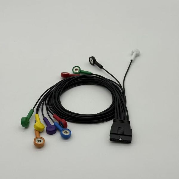 10-Lead ECG Holter Cable with TPU Jacket Compatible for Schiller MS-12 and Cardiovit FT-1