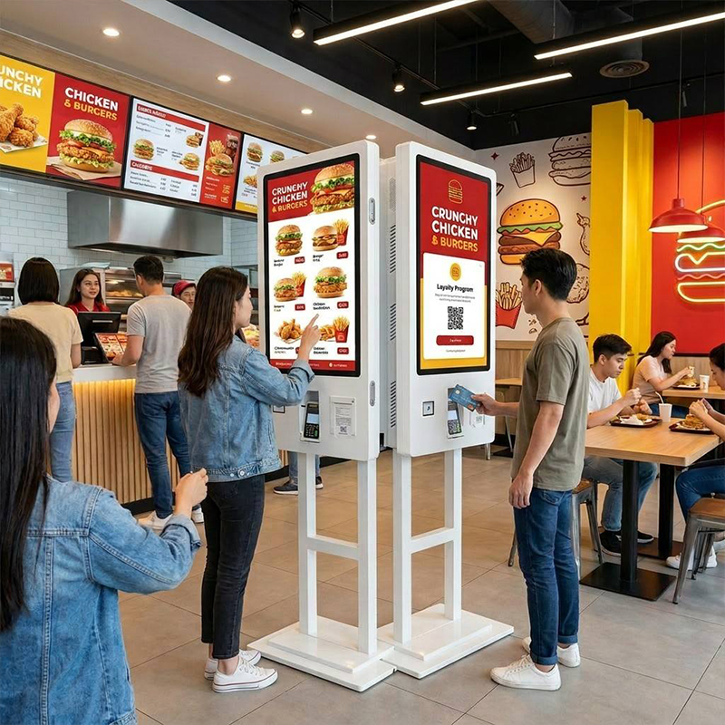 32 inch Double Sided Self Service Touch Screen Kiosk with Thermal Printer for Restaurants