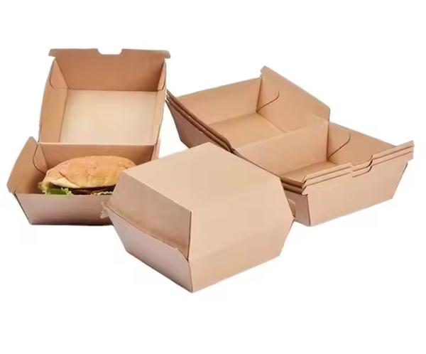 Boîte à hamburgers en papier ondulé jetable personnalisée pour l'emballage de restauration rapide