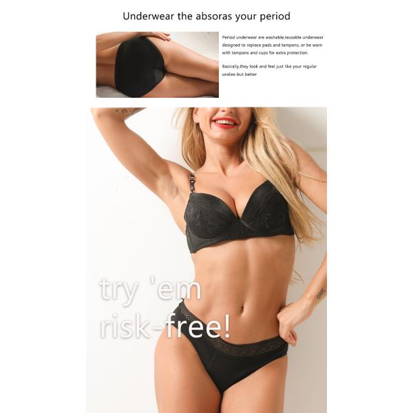 Mid-Rise Leak Proof Period Underwear XS-6XL Lace Menstrual Period Underwear