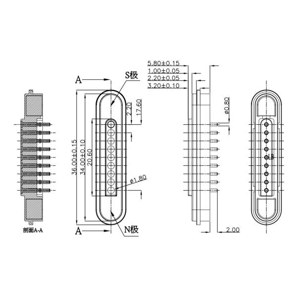 3A Magnetic Connectors Male And Female Pogo Magnetic Connector Right Angle