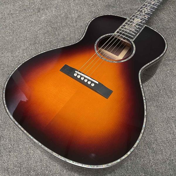 Custom OOO Body 39 inch abalone binding sunburst color solid rosewood back side acoustic guitar accept guitar bass OEM