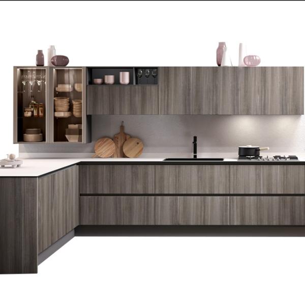 armários de cozinha de madeira do MDF da membrana da noz de 18mm para a mobília da cozinha