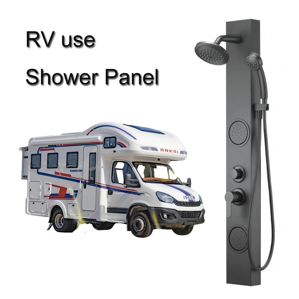 Modern Stainless Steel Luxury Bathroom RV Shower Panel RV 4-Spray Rain Shower SS Brushed Surface with Backside massage function