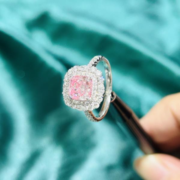 Laboratório certificado Diamond Jewelry Cushion Cut Pink Diamond Ring 1ct de IGI