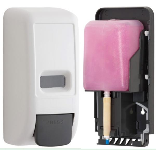 800ml Manual liquid soap dispenser with refillable reservoir, ABS plastic, White