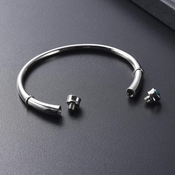Stainless Steel Double End Open Cremation Souvenir Bracelet for Ashes Memorial Bangle