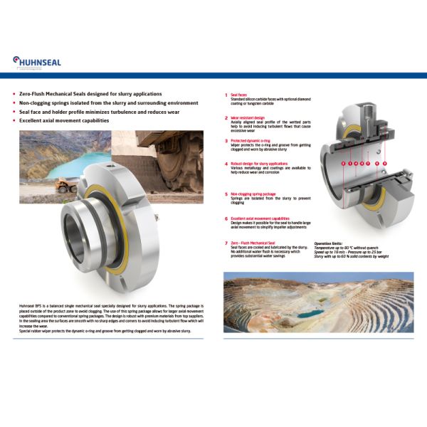 25bar BFS Cartridge Mechanical Seal For Mining Slurry Pumps