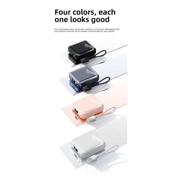 Ultra Compact Type C Mini Power Bank 22.5W Fast Charging 10000mah with Cable