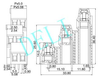 DL128A3-XX-5.0/5.08mm PCB Connector 2 Pole Pcb Panel Mount Terminal Block 300V/20A