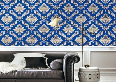 Blue Waterproof Classic Vintage Wallpaper For Walls Background , Vinyl Materials
