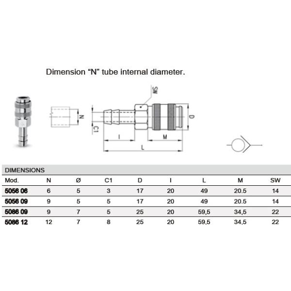 Threaded Quick Release Coupling Valve Camozzi 5056,5086 Metal Pneumatic Tube Fitting