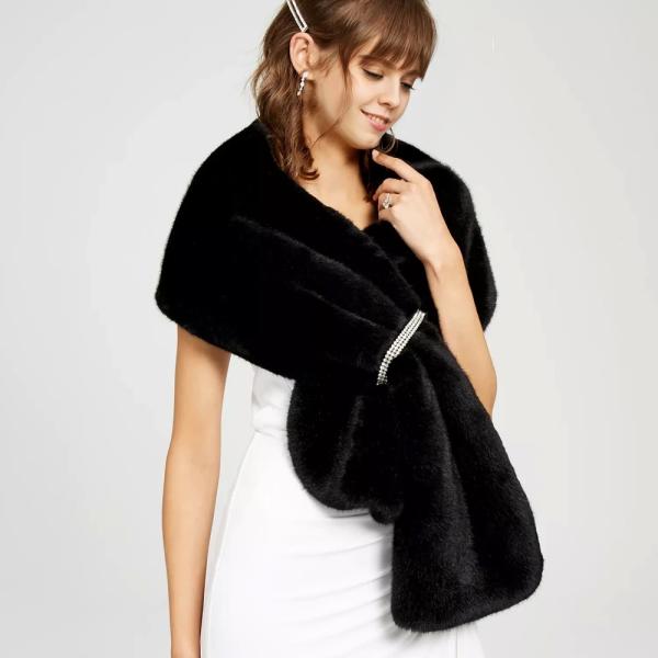 Exquisite Embellished Faux Fur Shrug Sustainable  Faux Fur Accessories