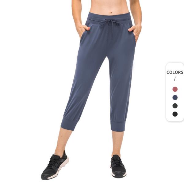 o desgaste da sala de estar das mulheres 210gsm 3/4 de calça da ioga malha o basculador Carpis da ioga de Sweatpants