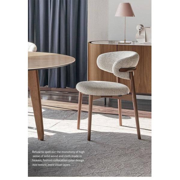 Iron Light Wood Dining Chairs Upholstered Fabric Modern Wood Dining Chairs