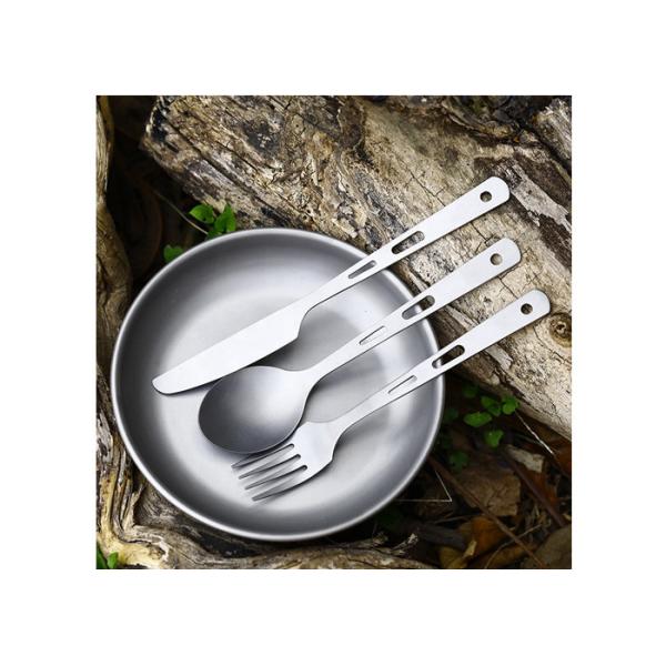 Metal Titanium Knife Fork Spoon Set Long Handle Cookware Camping Ultralight Spork