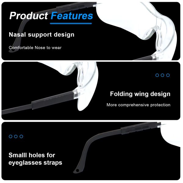 Ansi Z87.1 CE EN166 Anti Fog Scratch Splash Dustproof Eye Protection Unisex Eyewear Safety Goggles Glasses Spectacles