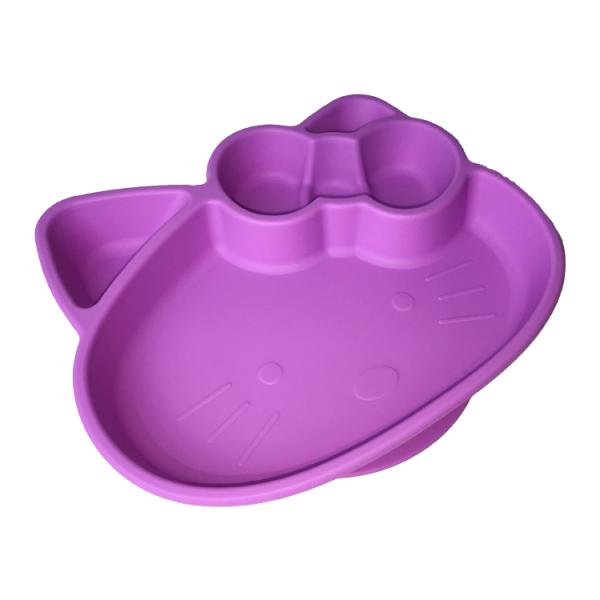 Cartoon Kitten Shape Silicone Feeding Sets Bpa Free Baby Plates