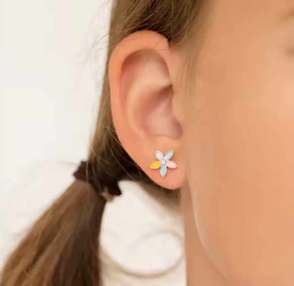 Желтые эмалированные многоцветные цветочные серьги 925 серебряных цветочных серьгов