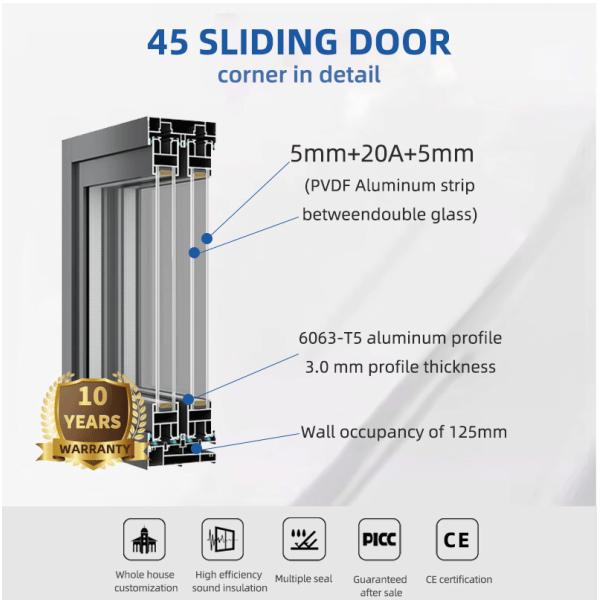Минималистский дизайн Внешние Двойные стеклянные двери Производитель Алюминиевые Сдвижные Дверные стеклянные двери Терморазрыв Дверные двери