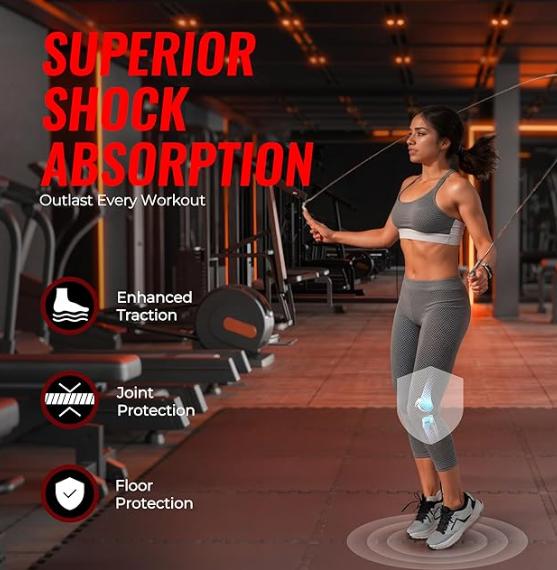 Interlocking Rubber Gym Floor Tiles 1000x1000mm Shock Absorbent