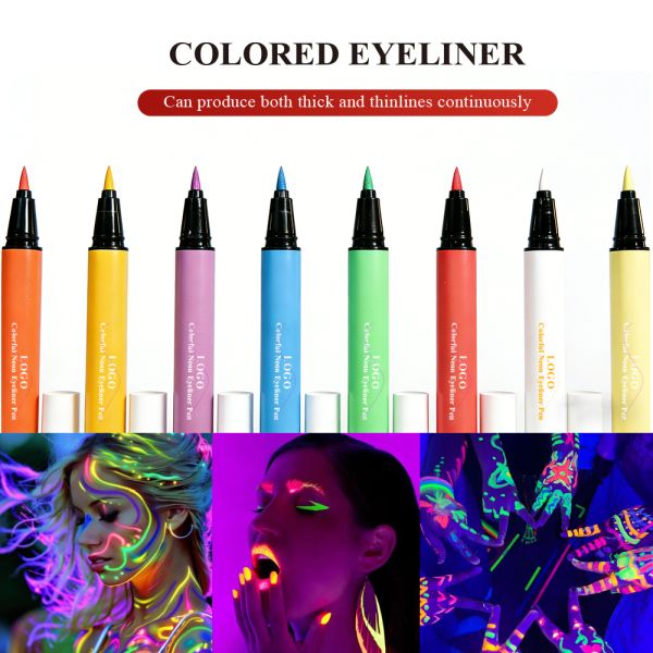 OEM Chameleon 8 Colors Matte Colored Smudge-proof Glitter Makeup Eyes Cosmetic Liquid Waterproof Colorful Neon Eyeliner Pen