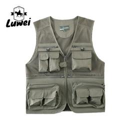 Summer Designer Casual Biker Multi-pocket Mesh Utility Breathable Sleeveless Fishing Plus Size Men's Vests & Waistcoats