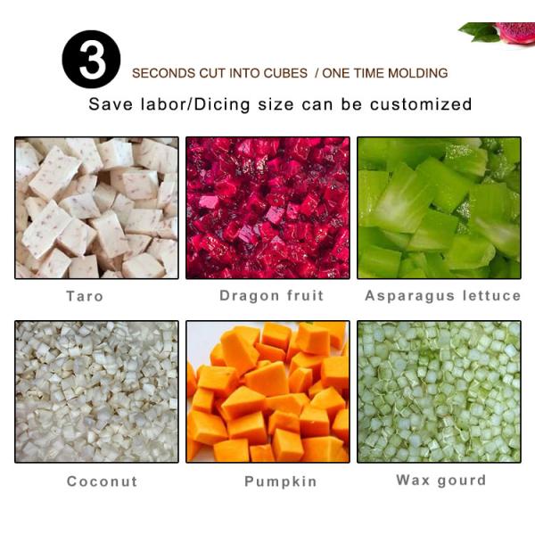 3T/Per Hour 3d Fruit Vegetable Dicer Machine For Papaya Carrot Potato