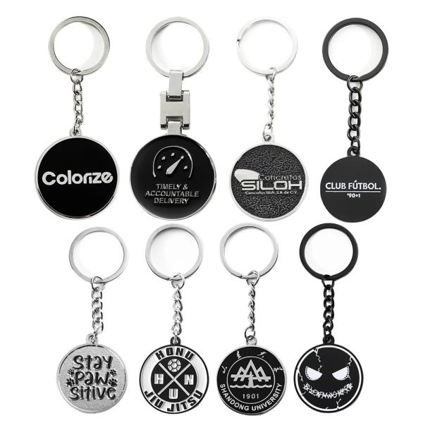Customized Key Rings Souvenirs Car Company Logo Key Chain Zinc Alloy Black White Keychain