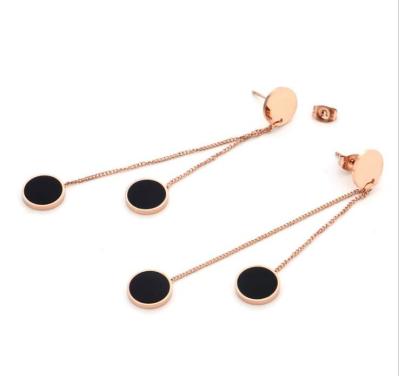 Long Tassel Stainless Steel Earring, High-end Black Drop Earring for Girls Long Dangle Fashion Jewelry