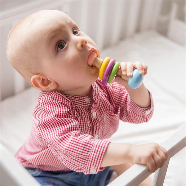 Детей игрушек Soother 7.2cm трещотки аппаратуры деревянных музыкальных деревянные