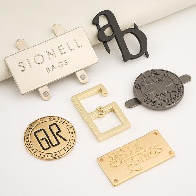 Engraved Embossed Name Tag Design Gold Custom Metal Logo For Sewing Clothing Tag