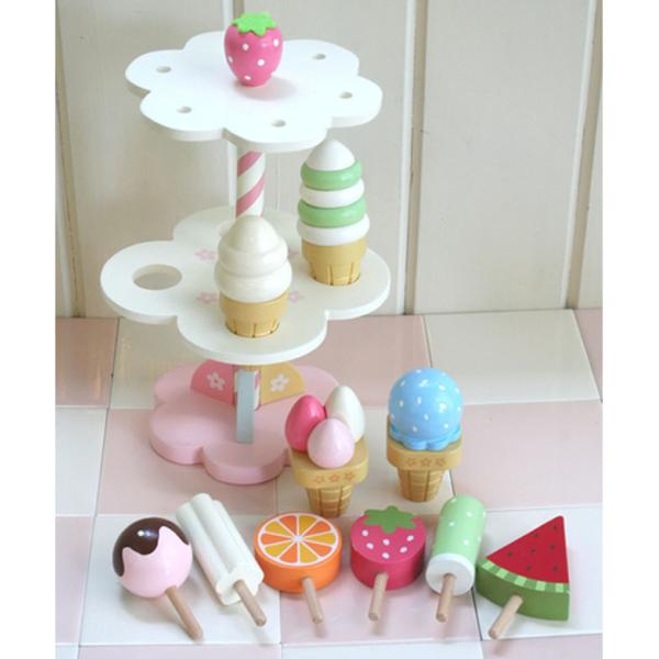 Simulation Magnetic Ice Cream Wooden Toys Pretend Play Kitchen Food