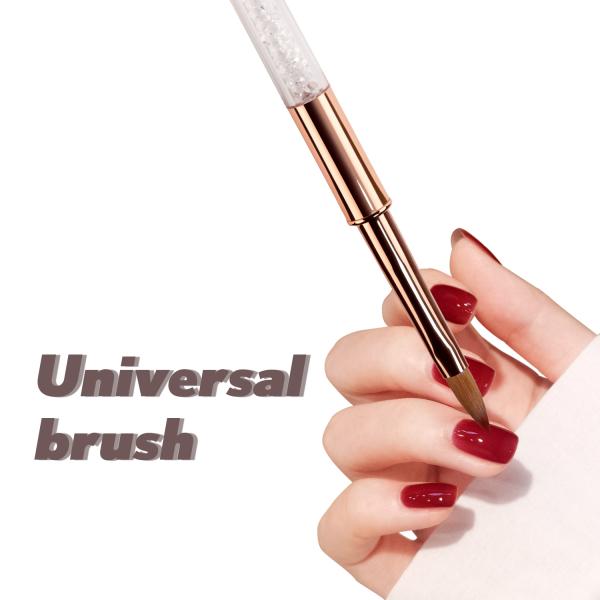 Aluminum tube Size 8 Kolinksy Nail Brush Rose Gold OEM Crystal Nail Pen Brush