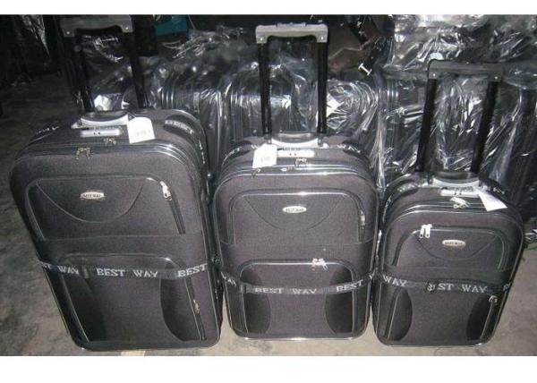 Popular 8 Wheel Spinner Luggage Suitcase , 4 Pc Luggage Set With Silver Iron Trolley