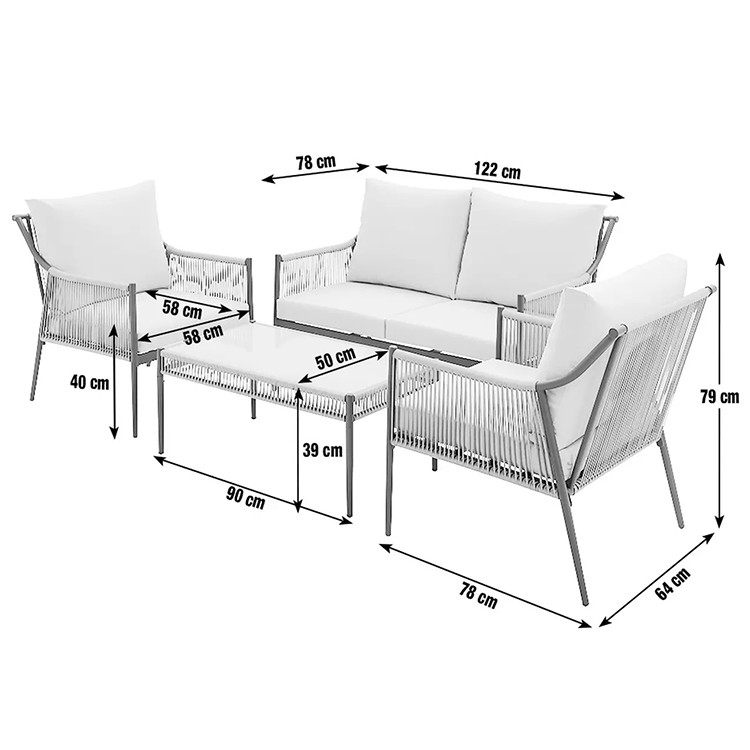 Transform Your Patio with AJUNION Metal Furniture Set Armchair Size W64 x D78 x H79cm