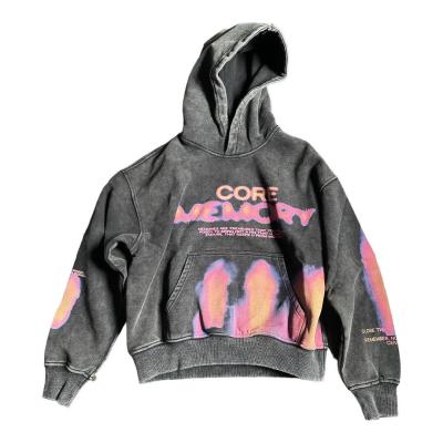 Streetwear 500gsm Grey Sublimation Hoodie DTG Digital Printing Stone Acid Washed Hoodie