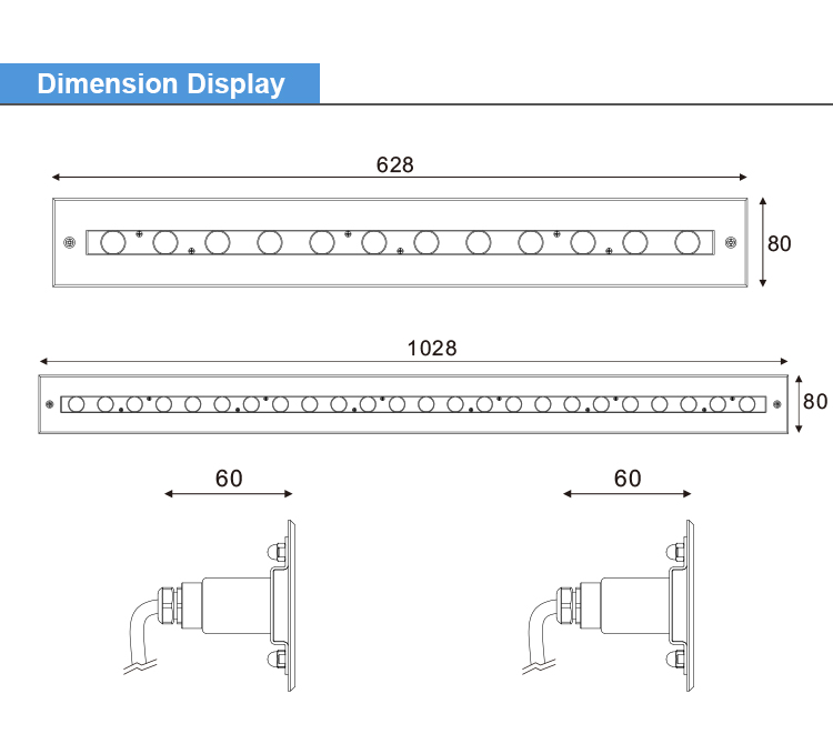 Линейный светофор IP68 наружной водонепроницаемой нержавеющей стали DMX512 RGB+3000k Подводный свет