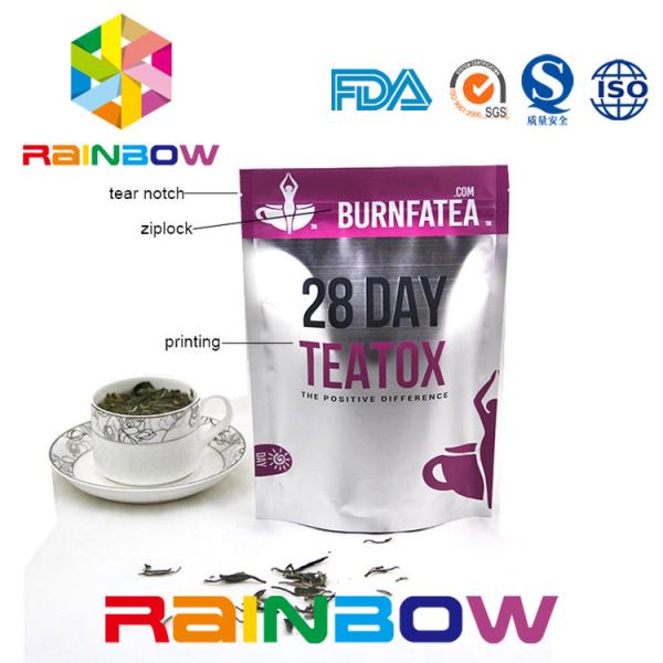 Recyclable Black Tea Packing Pouch , Zipper Self Standing k Tea Packaging Bags