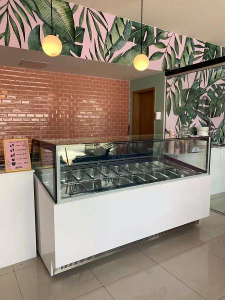 Scoop Ice Cream Display Freezer Gelato Freezer Cabinet With Stainless Steel Pan