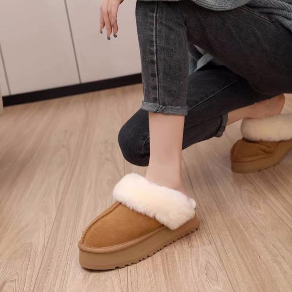 Factory Custom Cowhide Height-Increasing Women'S Outdoor Thick-Soled Slippers for winter wear